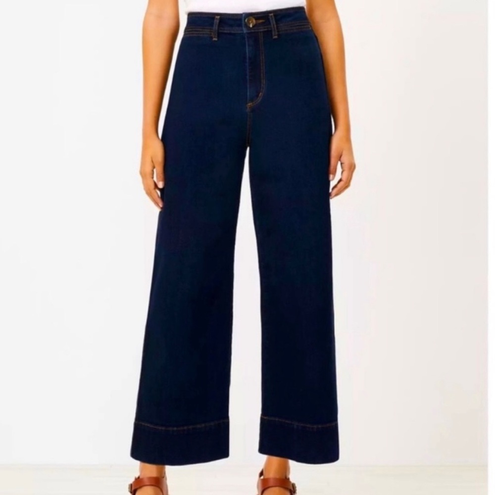 LOFT High Waist Wide Leg Jeans Dark Wash Size 2/26